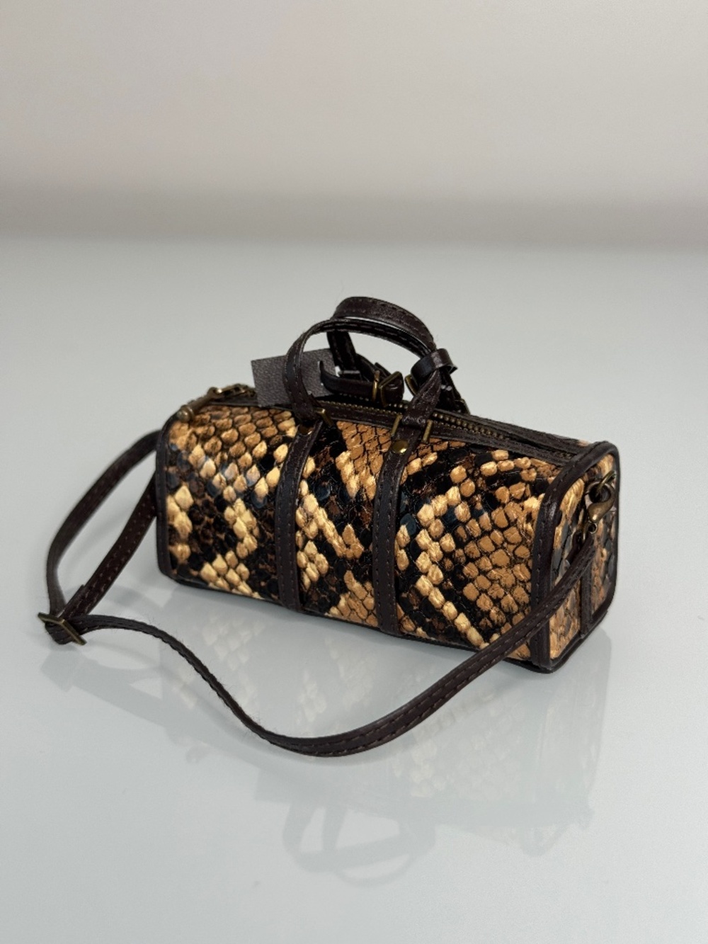 Male Fashion Doll Duffel Zipper Faux Leather Brown Darius Monarch Integrity Toys